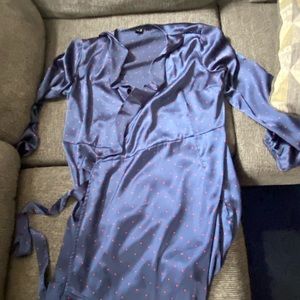 Beautiful blue polka dot crossover dress